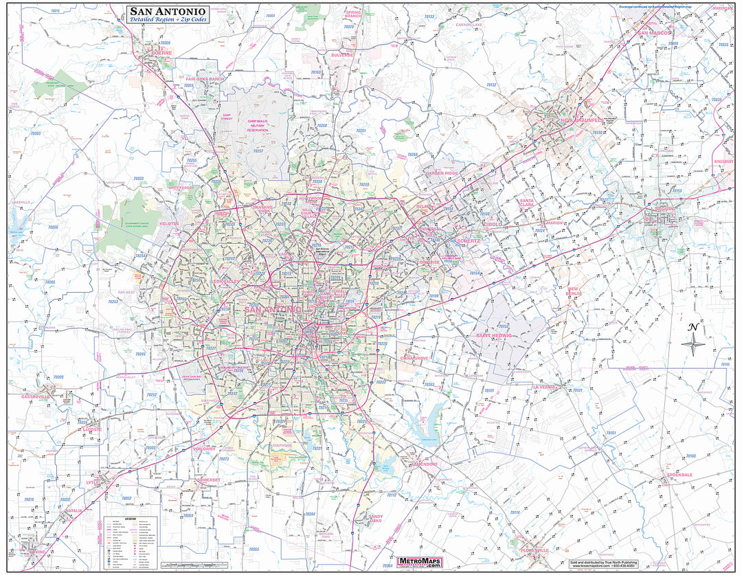 San Antonio Regional Area Major Arterial Wall Map