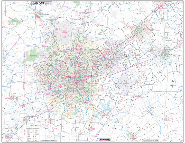 San Antonio Regional Area Major Arterial Wall Map