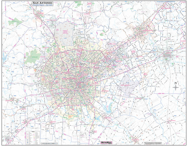 San Antonio Regional Area Major Arterial Wall Map