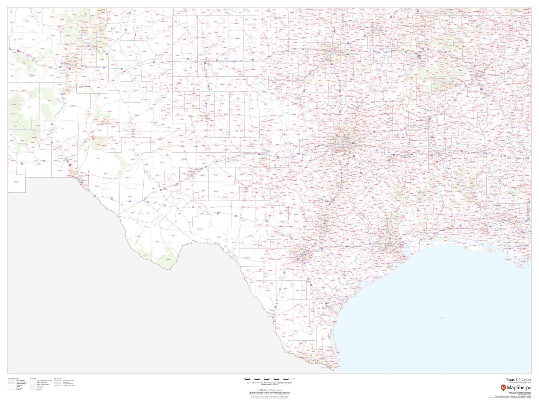 Texas Map Store Texas Zip Code And County Map Shows All 254, 43 OFF